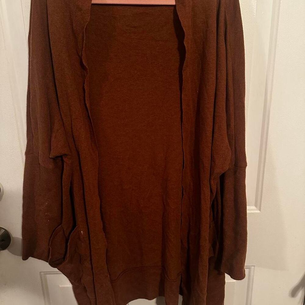 PACT Organic Cotton Brown Open Front Cardigan Sustainable S/M